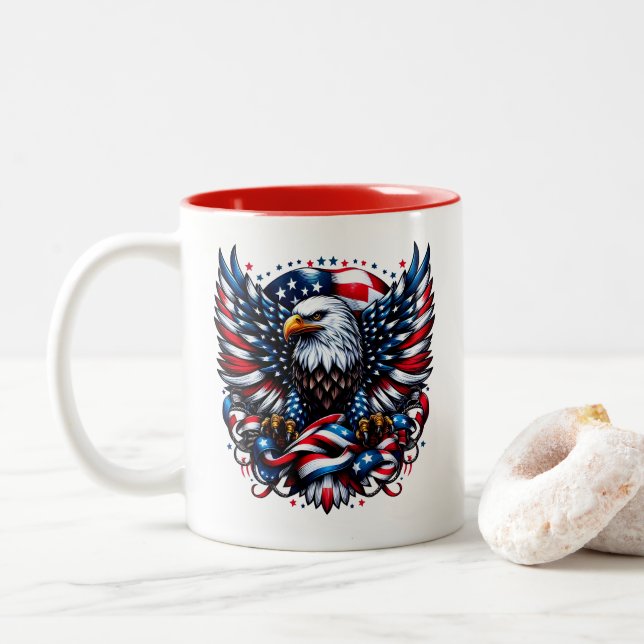 Patriotic Two-Tone Coffee Mug (With Donut)