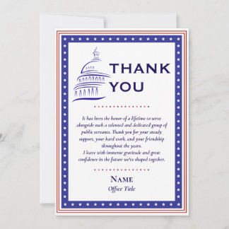 Patriotic U.S. Capitol Retirement & Farewell Photo Thank You Card