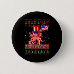 Patriotic Ugly Christmas Sweater Women Kids Men 2 Inch Round Button