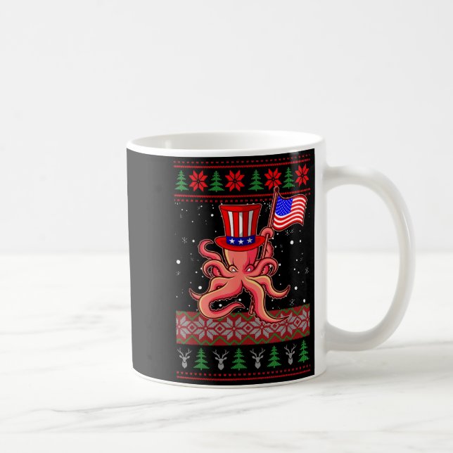 Patriotic Ugly Christmas Sweater Women Kids Men  Coffee Mug (Right)