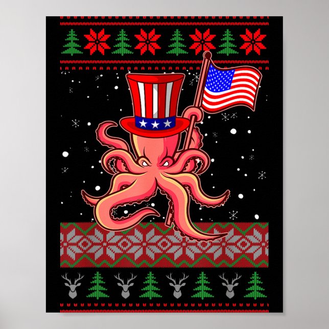 Patriotic Ugly Christmas Sweater Women Kids Men  Poster (Front)