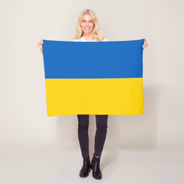 Patriotic Ukraine Flag Fleece Blanket (In Situ)