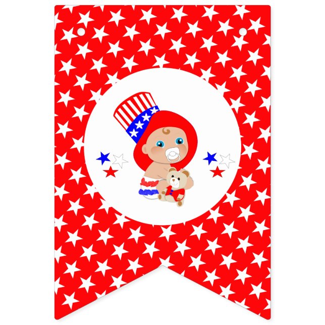 Patriotic Uncle Sam American Baby Personalized Bunting Flags (First Flag)