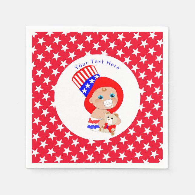 Patriotic Uncle Sam American Baby Personalized Napkin (Front)