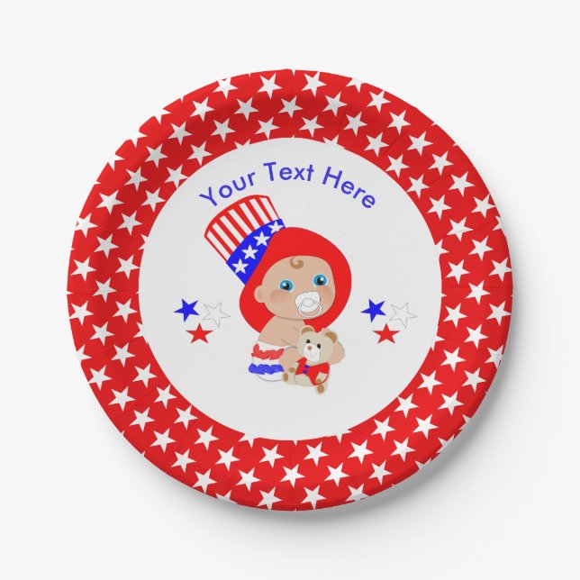 Patriotic Uncle Sam American Baby Personalized Paper Plate (Front)