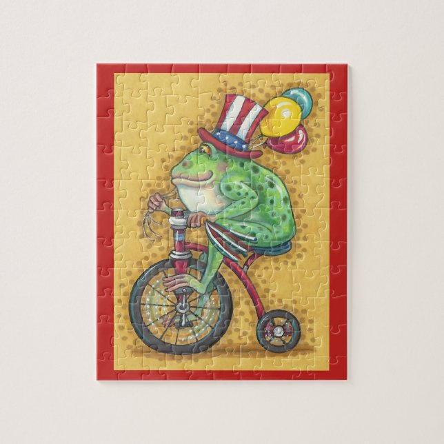 PATRIOTIC UNCLE SAM BULLFROG, BICYCLE PUZZLE (Vertical)