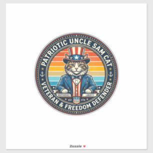 Patriotic Uncle Sam Cat Retro Sunset T-Shirt (2)_1