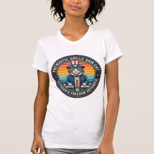 Patriotic Uncle Sam Cat Retro Sunset T-Shirt (2)_1