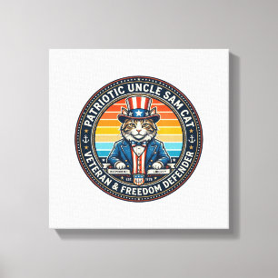 Patriotic Uncle Sam Cat Retro Sunset T-Shirt (2)_1 Canvas Print