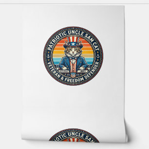Patriotic Uncle Sam Cat Retro Sunset T-Shirt (2)_1 Wallpaper