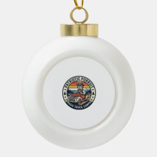 Patriotic Uncle Sam Cat Retro Sunset T-Shirt (5)_1 Ceramic Ball Christmas Ornament