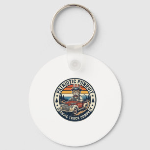 Patriotic Uncle Sam Cat Retro Sunset T-Shirt (5)_1 Keychain