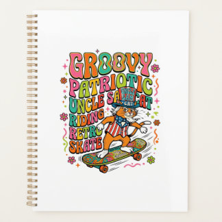 Patriotic Uncle Sam Cat Retro Typography T-Shirt (