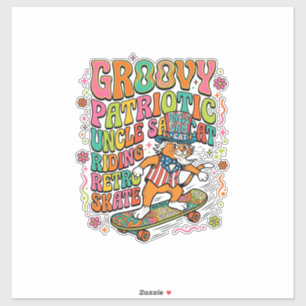 Patriotic Uncle Sam Cat Retro Typography T-Shirt (