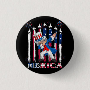 Patriotic Uncle Sam Dabbing 4th of July 1 Inch Round Button