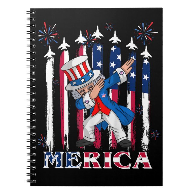 Patriotic Uncle Sam Dabbing 4th of July Notebook (Front)
