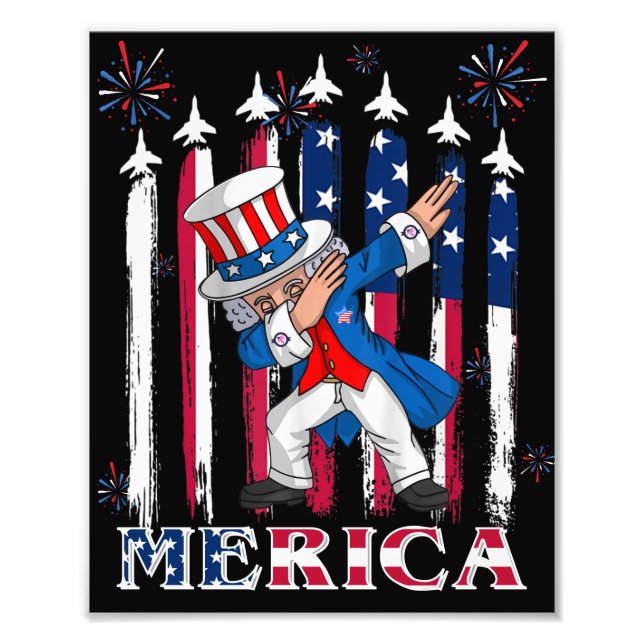 Patriotic Uncle Sam Dabbing 4th of July Photo Print (Front)