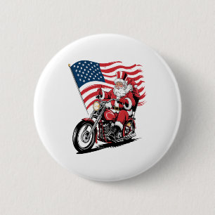 Patriotic Uncle Sam Motorcycle 2 Inch Round Button