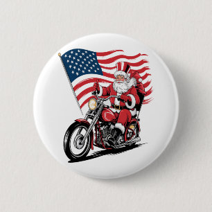 Patriotic Uncle Sam Motorcycle 2 Inch Round Button