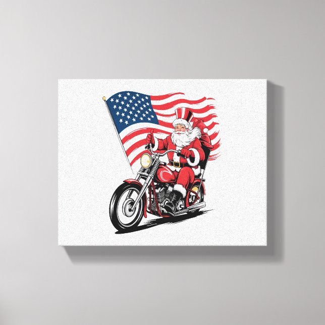Patriotic Uncle Sam Motorcycle Canvas Print (Front)