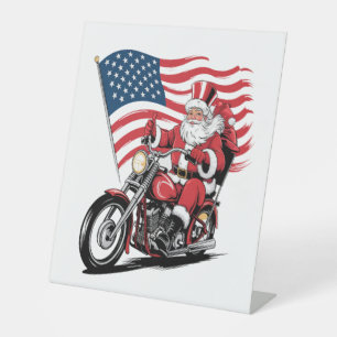 Patriotic Uncle Sam Motorcycle Pedestal Sign