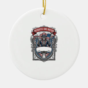 Patriotic Uncle Sam Skeleton Dark Patriot Skeleton Ceramic Ornament