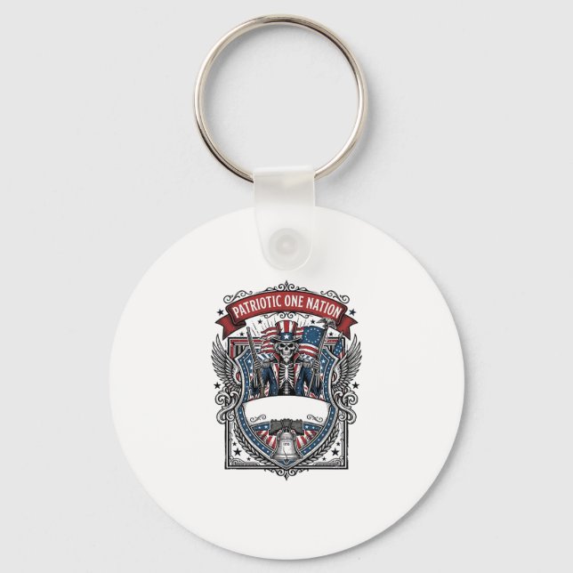 Patriotic Uncle Sam Skeleton Dark Patriot Skeleton Keychain (Front)