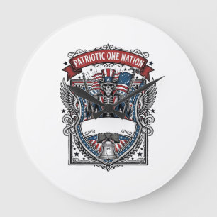 Patriotic Uncle Sam Skeleton Dark Patriot Skeleton Large Clock