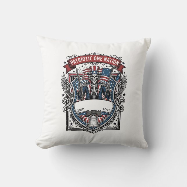 Patriotic Uncle Sam Skeleton Dark Patriot Skeleton Throw Pillow (Front)