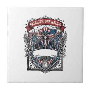 Patriotic Uncle Sam Skeleton Dark Patriot Skeleton Tile