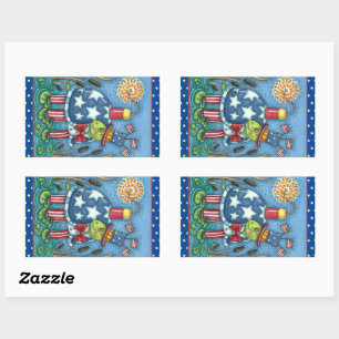 PATRIOTIC UNCLE SAM TURTLE, FUNNY FIRECRACKER Cute Sticker