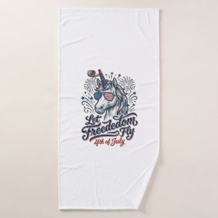Patriotic Unicorn 4th of July Freedom Fly Shirt_1 Bath Towel
