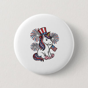 Patriotic Unicorn Fireworks Shirt Design_1 2 Inch Round Button