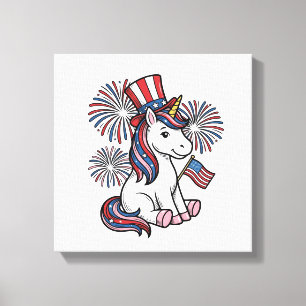 Patriotic Unicorn Fireworks Shirt Design_1 Canvas Print