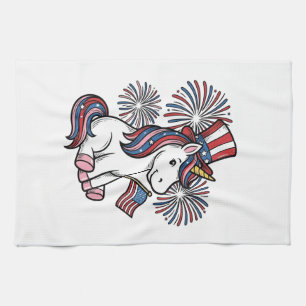 Patriotic Unicorn Fireworks Shirt Design_1 Kitchen Towel