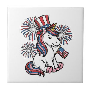 Patriotic Unicorn Fireworks Shirt Design_1 Tile