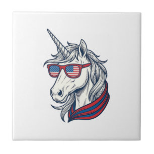 Patriotic Unicorn Flag Sunglasses Vintage Vector_1 Tile