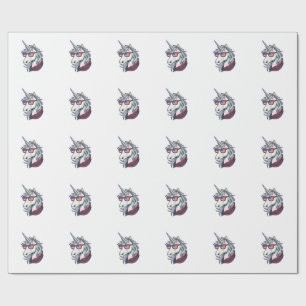 Patriotic Unicorn Flag Sunglasses Vintage Vector_1 Wrapping Paper