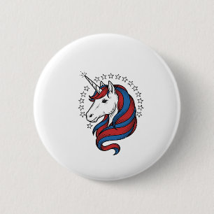 Patriotic Unicorn Vintage Engraving Vector Design_ 2 Inch Round Button