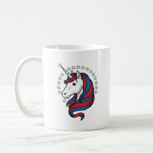 Patriotic Unicorn Vintage Engraving Vector Design_ Coffee Mug