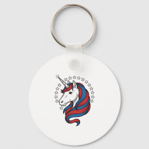 Patriotic Unicorn Vintage Engraving Vector Design_ Keychain