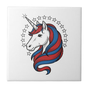 Patriotic Unicorn Vintage Engraving Vector Design_ Tile