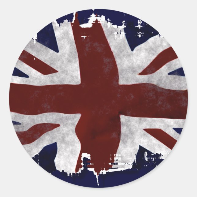 Patriotic Union Jack, UK Union Flag Classic Round Sticker (Front)