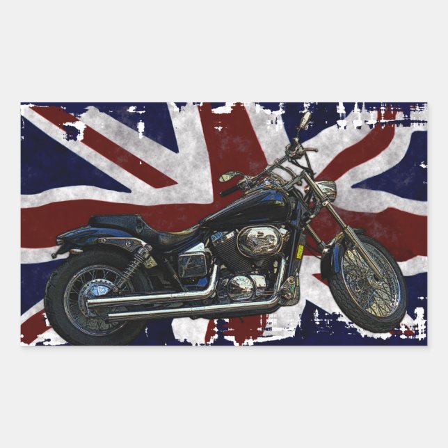 Patriotic Union Jack, UK Union Flag, Motorcycle Sticker (Front)