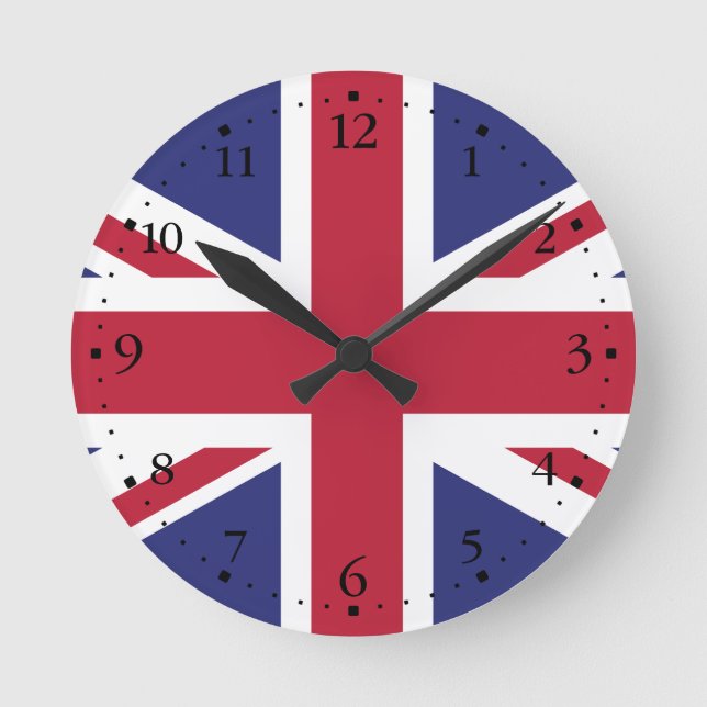 Patriotic United Kingdom Flag Round Clock (Front)