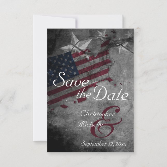 Patriotic United States American Flag Wedding Save The Date (Front)
