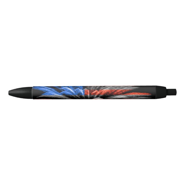 Patriotic United States Flag Fireworks Black Ink Pen (Front)