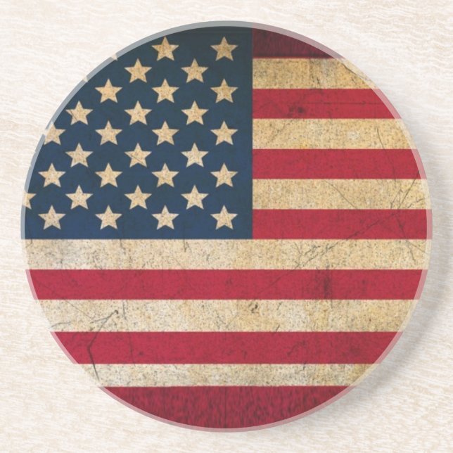 Patriotic United States Flag in Grunge Coaster (Front)
