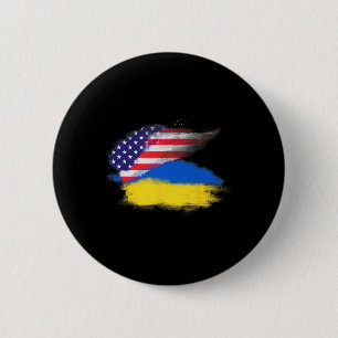 Patriotic United States Usa Ukraine American Ukrai 2 Inch Round Button