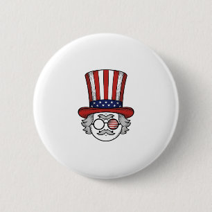 Patriotic Upside Down Top Hat Cartoon Face Vintage 2 Inch Round Button